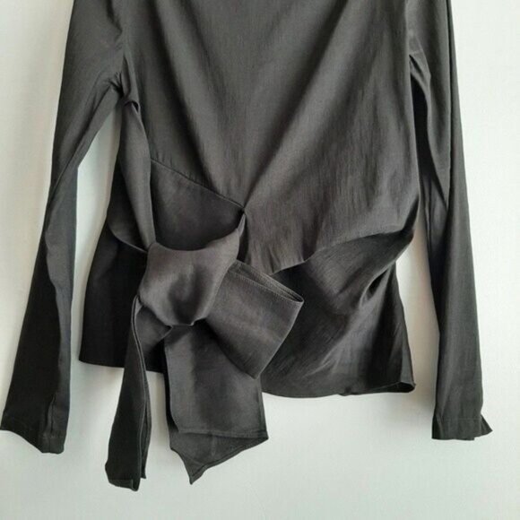 ZARA Boat Neck Tie Waist Modern Neutral Blouse Sz M - Picture 7 of 15